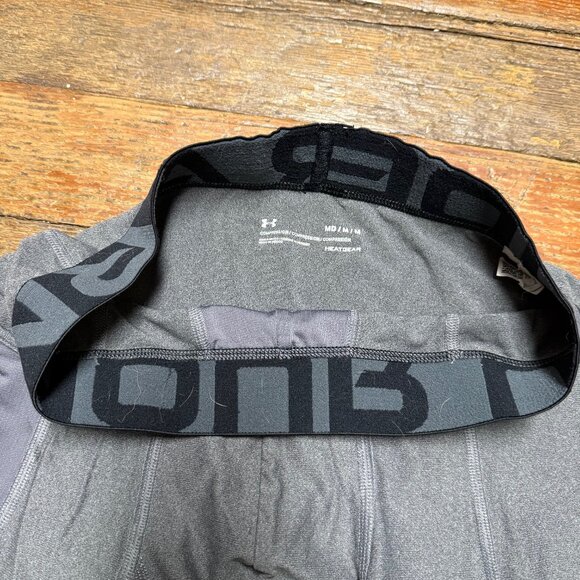 Under Armour Men's HeatGear 3/4 Leggings, Carbon Heather / Grey, M - Picture 4 of 5